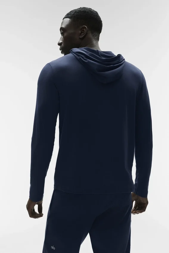 Conquer Reform T-shirt met lange mouwen en capuchon - Navy