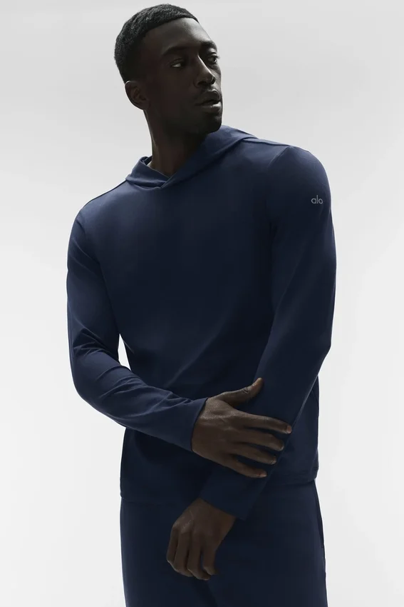 Conquer Reform T-shirt met lange mouwen en capuchon - Navy