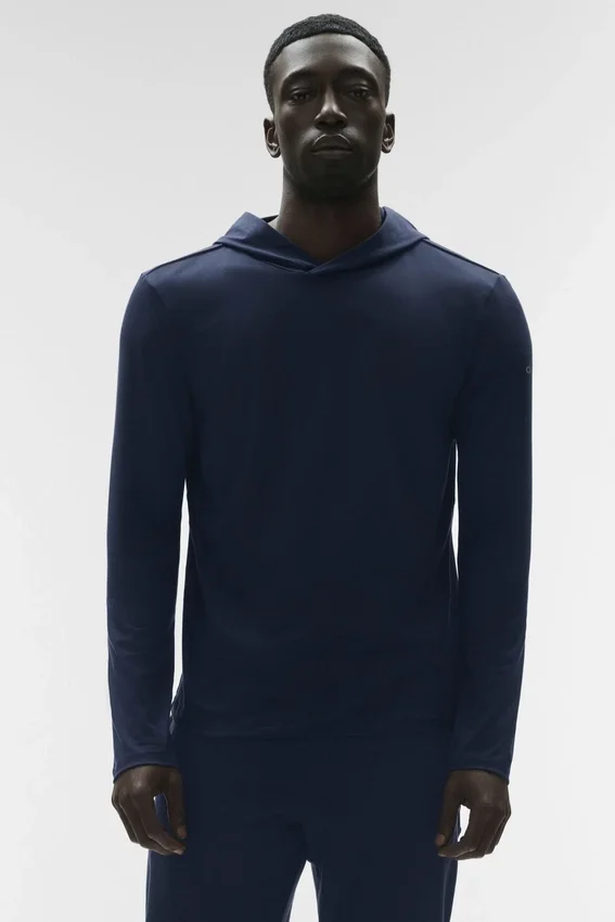Conquer Reform T-shirt met lange mouwen en capuchon - Navy