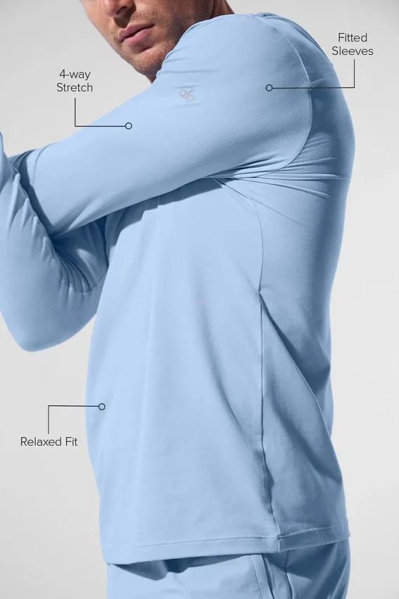 Conquer Reform T-shirt met lange mouwen en capuchon - Seashell Blue