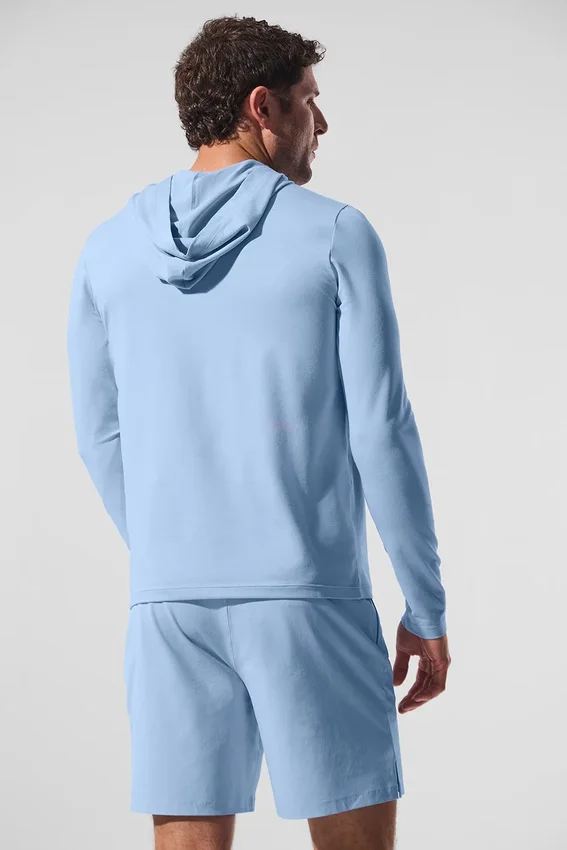 Conquer Reform T-shirt met lange mouwen en capuchon - Seashell Blue