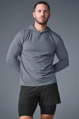 Conquer Reform T-shirt met lange mouwen en capuchon - Steel Grey