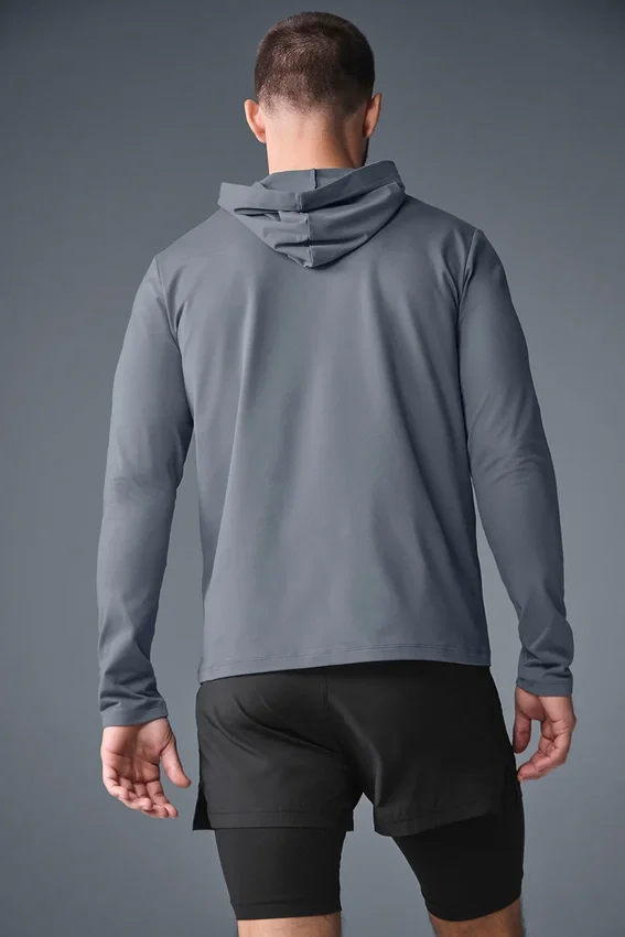 Conquer Reform T-shirt met lange mouwen en capuchon - Steel Grey