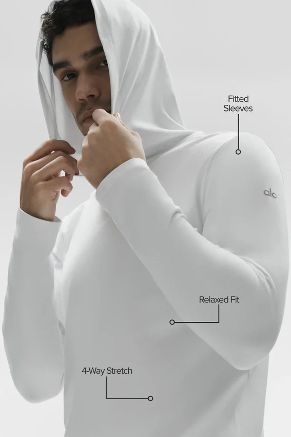 Conquer Reform T-shirt met lange mouwen en capuchon - White