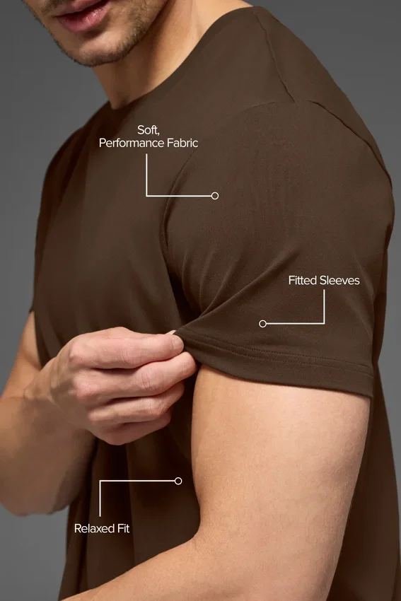 Conquer Reform T-shirt met ronde hals en korte mouwen - Espresso