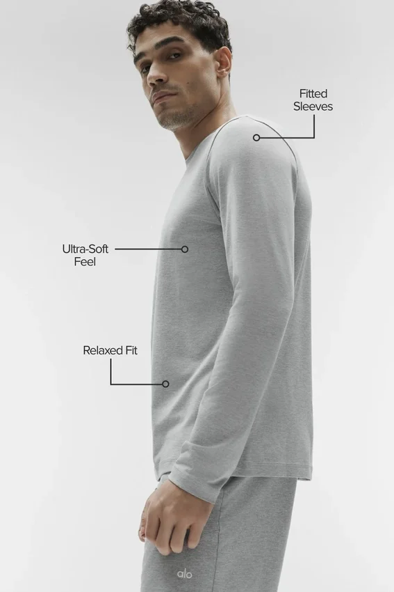 Conquer Reform T-shirt met ronde hals en lange mouwen - Athletic Heather Grey