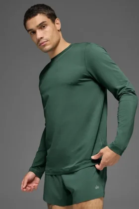 Conquer Reform T-shirt met ronde hals en lange mouwen - Clover Green