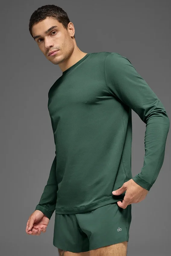Conquer Reform T-shirt met ronde hals en lange mouwen - Clover Green
