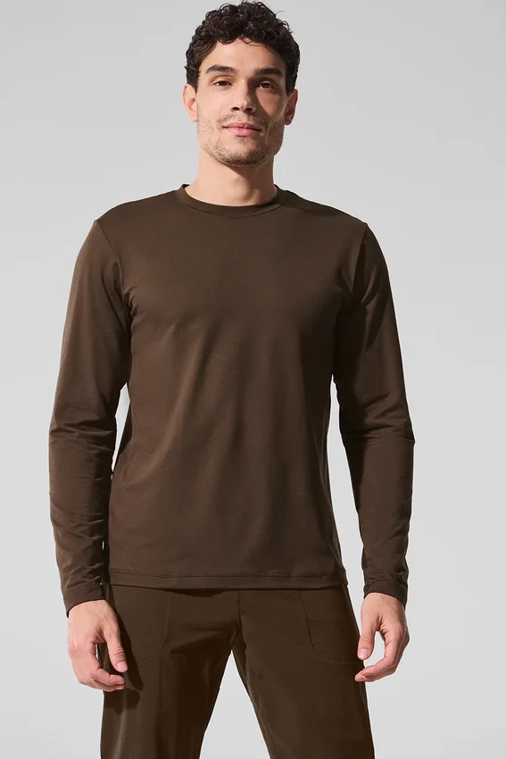 Conquer Reform T-shirt met ronde hals en lange mouwen - Espresso