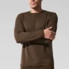 Conquer Reform T-shirt met ronde hals en lange mouwen - Espresso