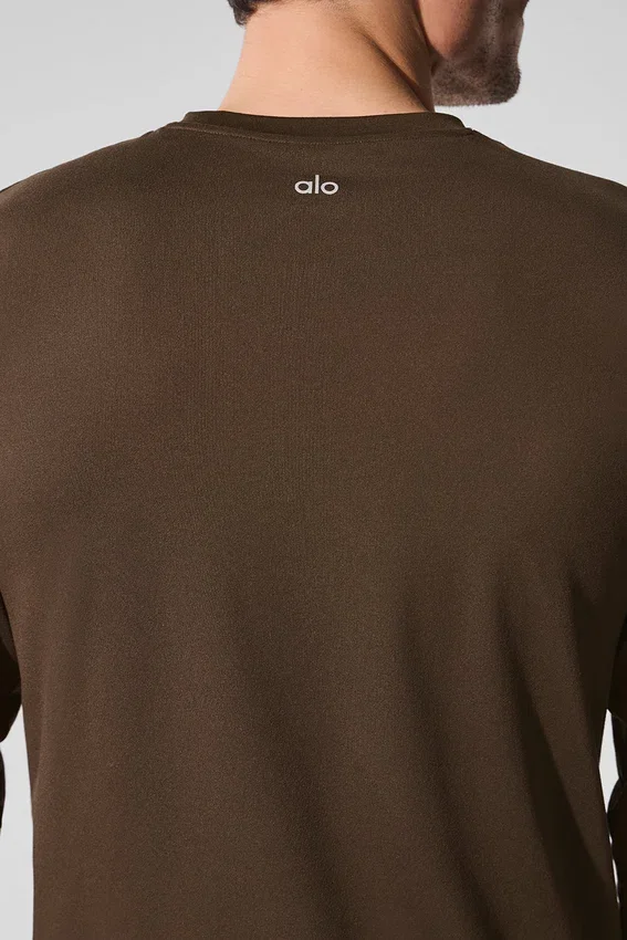 Conquer Reform T-shirt met ronde hals en lange mouwen - Espresso