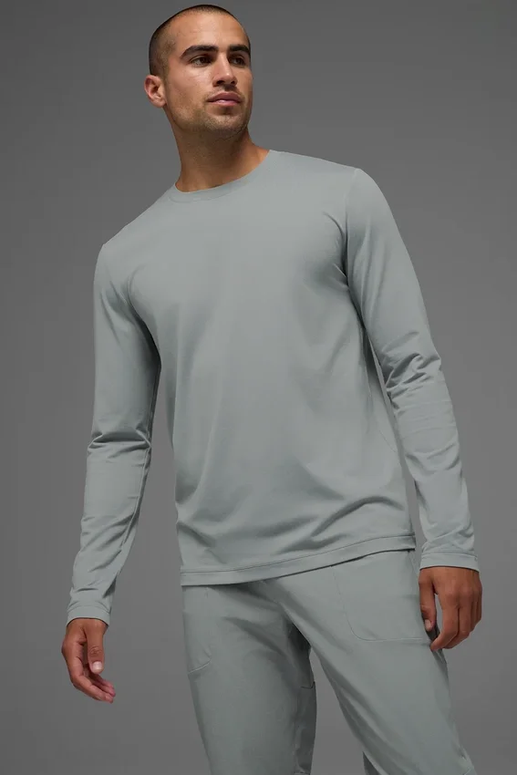 Conquer Reform T-shirt met ronde hals en lange mouwen - Lunar Grey