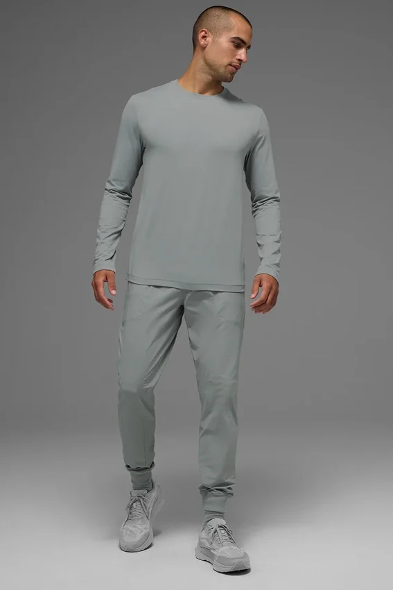 Conquer Reform T-shirt met ronde hals en lange mouwen - Lunar Grey