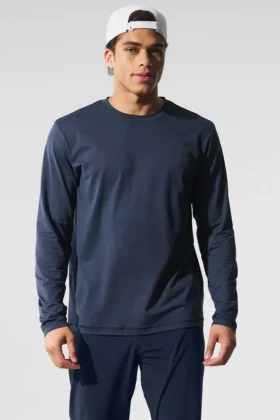 Conquer Reform T-shirt met ronde hals en lange mouwen - Navy