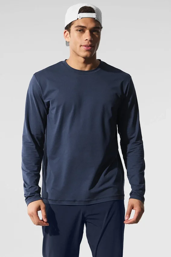 Conquer Reform T-shirt met ronde hals en lange mouwen - Navy