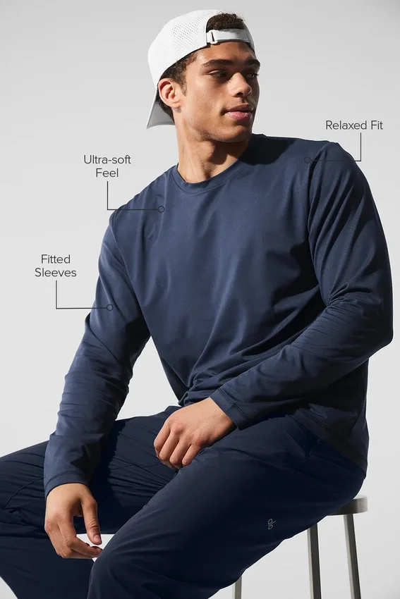 Conquer Reform T-shirt met ronde hals en lange mouwen - Navy