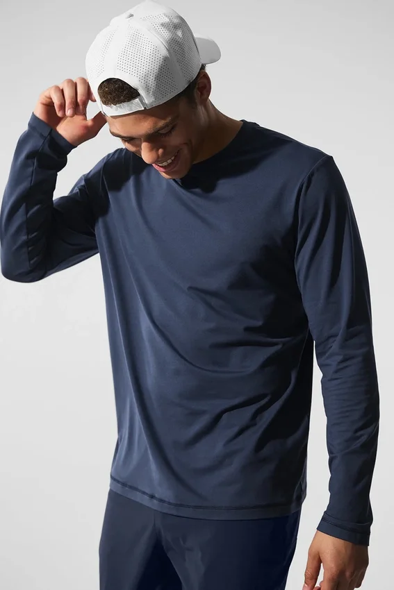 Conquer Reform T-shirt met ronde hals en lange mouwen - Navy