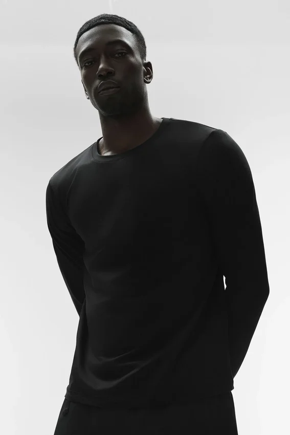 Conquer Reform T-shirt met ronde hals en lange mouwen - Zwart
