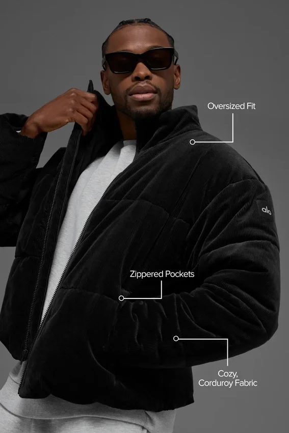 Corduroy Stage Puffer - Zwart
