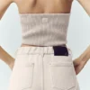 Corsettop van wolmix met ‘nightcap’-kraag – Café au lait