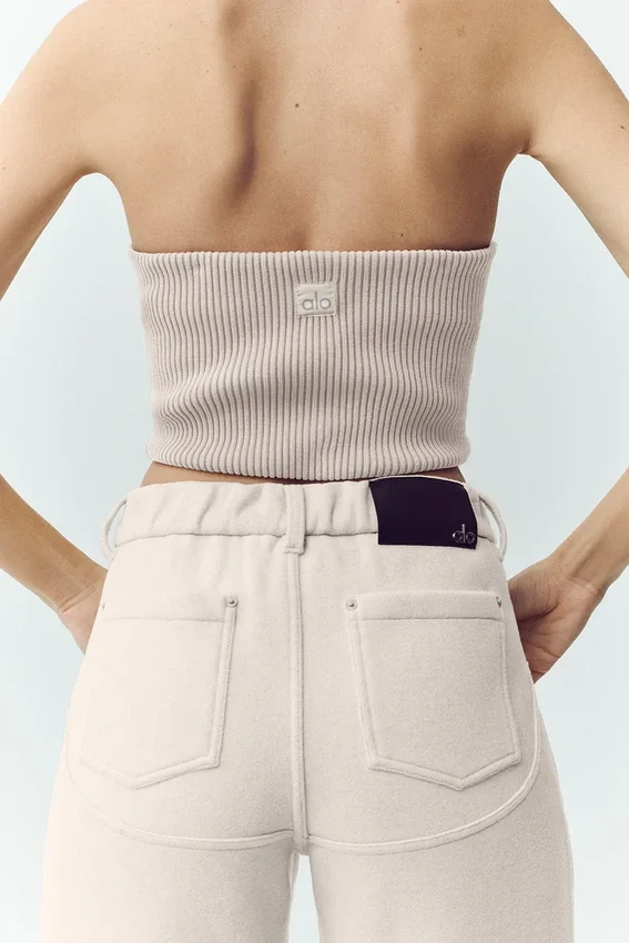 Corsettop van wolmix met ‘nightcap’-kraag – Café au lait