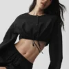 Cotton Cropped Real Deal met lange mouwen - Zwart