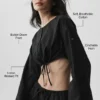 Cotton Cropped Real Deal met lange mouwen - Zwart
