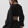 Cotton Cropped Real Deal met lange mouwen - Zwart