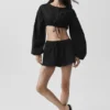 Cotton Cropped Real Deal met lange mouwen - Zwart