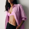 Cotton Real Deal overhemd met lange mouwen en knopen – Candy Heart Pink