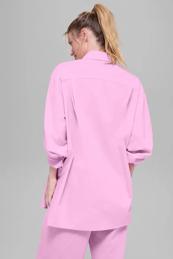 Cotton Real Deal overhemd met lange mouwen en knopen – Candy Heart Pink