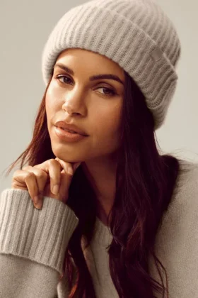 Courchevel kasjmier muts - Oat Heather