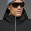 Crinkle Nylon Stage Puffer met capuchon - Zwart