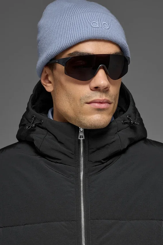 Crinkle Nylon Stage Puffer met capuchon - Zwart