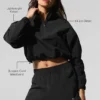 Cropped 1/4 Zip Alumni-trui - Zwart
