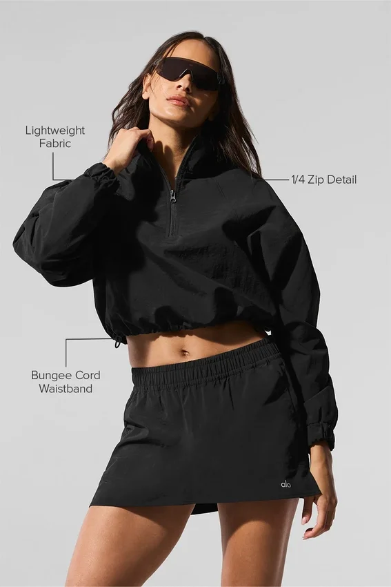 Cropped 1/4 Zip Alumni-trui - Zwart