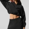 Cropped 1/4 Zip Alumni-trui - Zwart