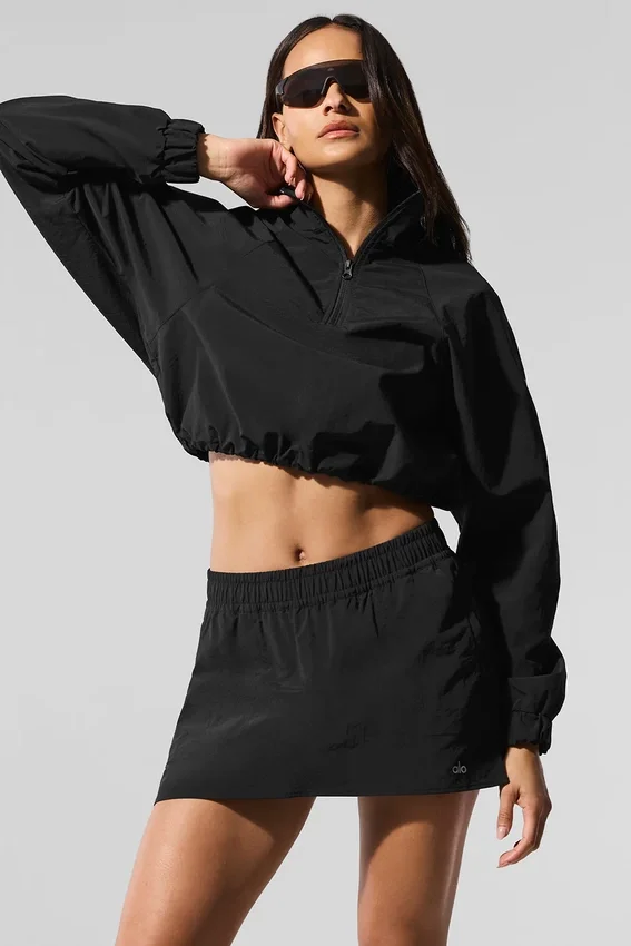 Cropped 1/4 Zip Alumni-trui - Zwart