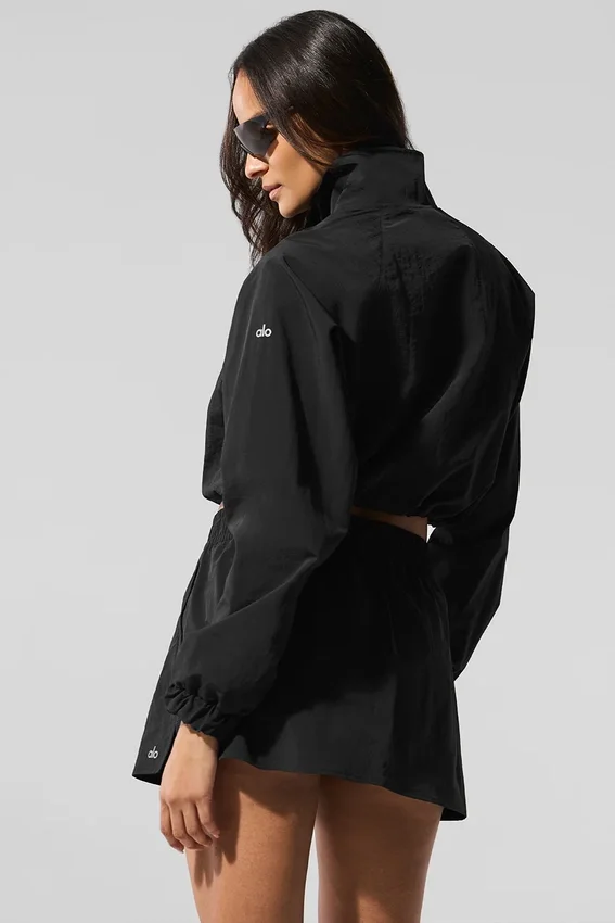 Cropped 1/4 Zip Alumni-trui - Zwart
