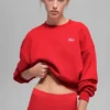 Cropped Accolade-trui met ronde hals - Felrood