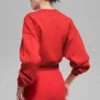 Cropped Accolade-trui met ronde hals - Felrood