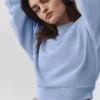 Cropped Accolade-trui met ronde hals - Licht Provence-blauw