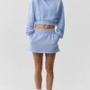 Cropped Accolade-trui met ronde hals - Licht Provence-blauw