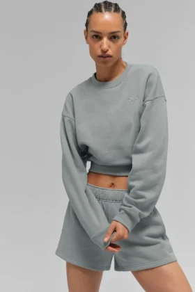 Cropped Accolade-trui met ronde hals - Lunar Grey