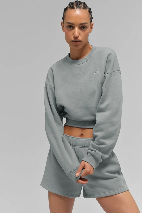 Cropped Accolade-trui met ronde hals - Lunar Grey