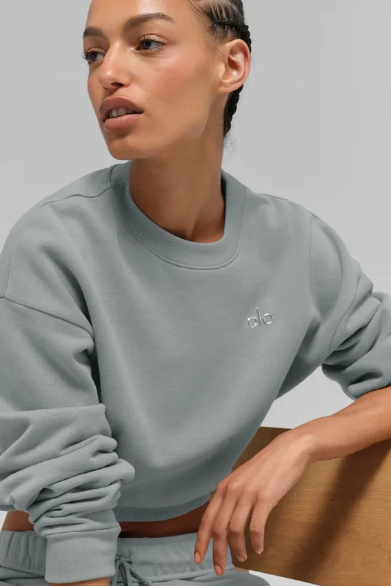 Cropped Accolade-trui met ronde hals - Lunar Grey