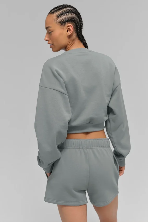 Cropped Accolade-trui met ronde hals - Lunar Grey