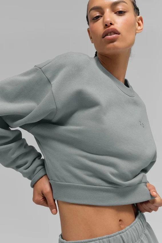 Cropped Accolade-trui met ronde hals - Lunar Grey