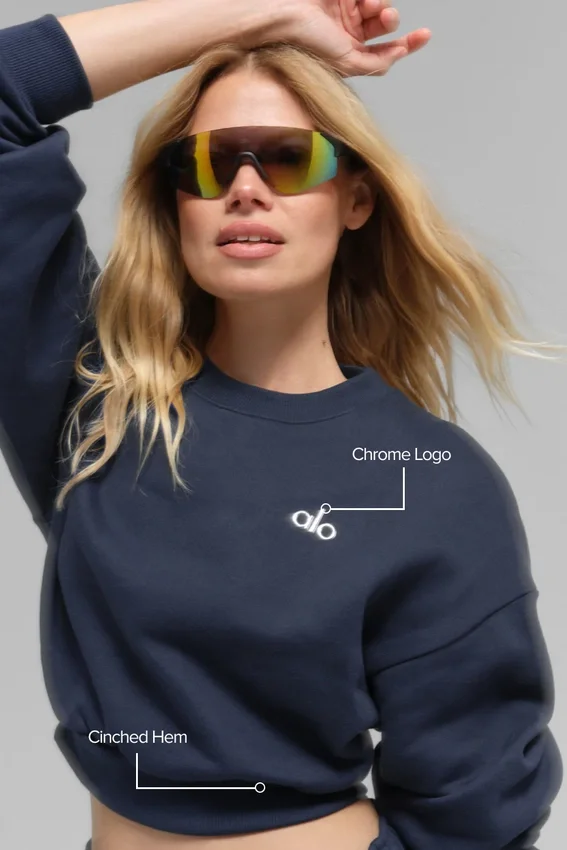 Cropped Accolade-trui met ronde hals - Navy