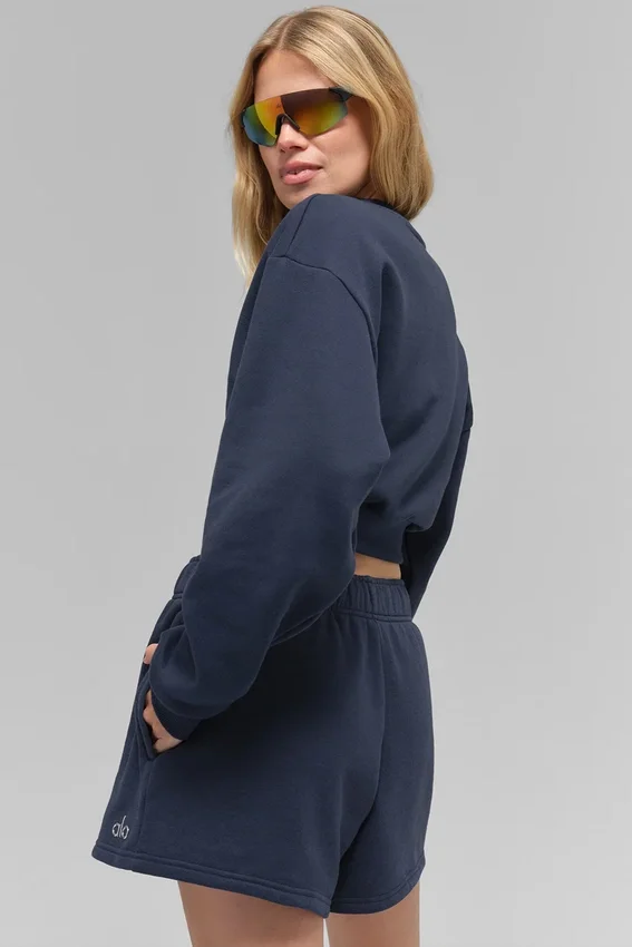 Cropped Accolade-trui met ronde hals - Navy